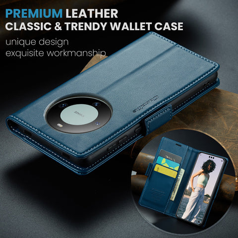 CASEME For Huawei Mate 60 Pro+ / Huawei Mate 60 Pro Leather Case  023 RFID Blocking 3 Card Slot Mobile Cover
