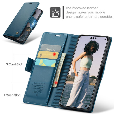 CASEME For Huawei Mate 60 Pro+ / Huawei Mate 60 Pro Leather Case  023 RFID Blocking 3 Card Slot Mobile Cover