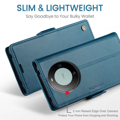 CASEME For Huawei Mate 60 Pro+ / Huawei Mate 60 Pro Leather Case  023 RFID Blocking 3 Card Slot Mobile Cover