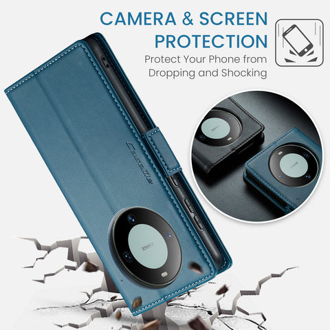 CASEME For Huawei Mate 60 Pro+ / Huawei Mate 60 Pro Leather Case  023 RFID Blocking 3 Card Slot Mobile Cover