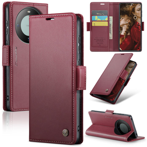 CASEME For Huawei Mate 60 Pro+ / Huawei Mate 60 Pro Leather Case  023 RFID Blocking 3 Card Slot Mobile Cover