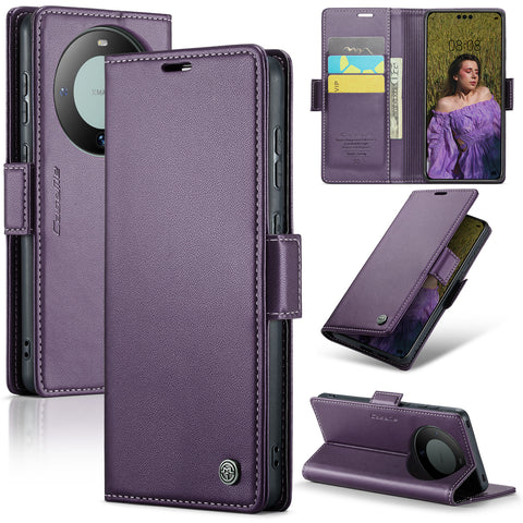 CASEME For Huawei Mate 60 Pro+ / Huawei Mate 60 Pro Leather Case  023 RFID Blocking 3 Card Slot Mobile Cover