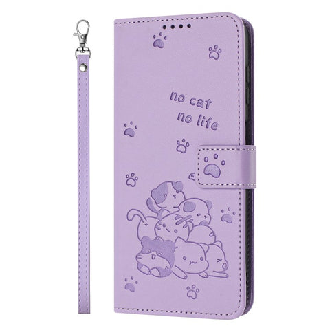 Phone Case For OnePlus Nord N30 SE 5G  /  Oppo A79 5G  /  A2 5G with Strap Cats Imprint Leather Cover
