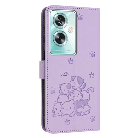 Phone Case For OnePlus Nord N30 SE 5G  /  Oppo A79 5G  /  A2 5G with Strap Cats Imprint Leather Cover