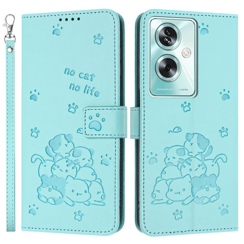 Phone Case For OnePlus Nord N30 SE 5G  /  Oppo A79 5G  /  A2 5G with Strap Cats Imprint Leather Cover
