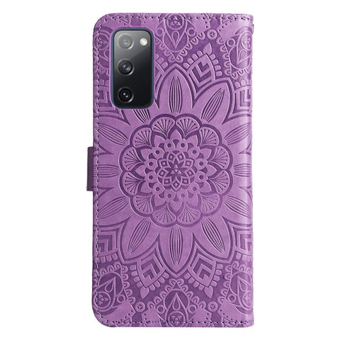 For Samsung Galaxy S20 FE / S20 FE 5G / S20 Lite Sunflower Imprinted PU Leather Case Stand Magnetic Clasp Wallet Phone Cover with Strap