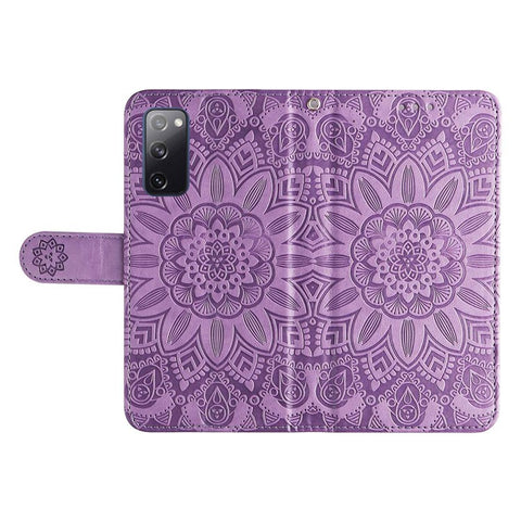 For Samsung Galaxy S20 FE / S20 FE 5G / S20 Lite Sunflower Imprinted PU Leather Case Stand Magnetic Clasp Wallet Phone Cover with Strap