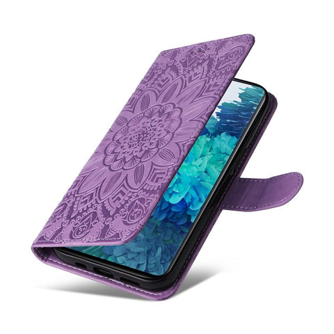 For Samsung Galaxy S20 FE / S20 FE 5G / S20 Lite Sunflower Imprinted PU Leather Case Stand Magnetic Clasp Wallet Phone Cover with Strap
