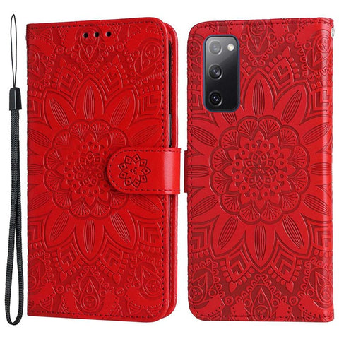 For Samsung Galaxy S20 FE / S20 FE 5G / S20 Lite Sunflower Imprinted PU Leather Case Stand Magnetic Clasp Wallet Phone Cover with Strap