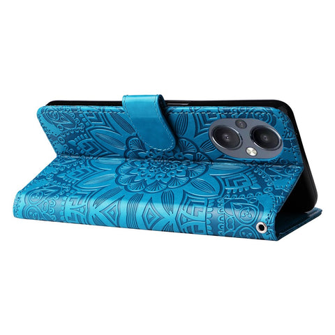 For Oppo Reno7 Z 5G / A96 5G / F21 Pro 5G / Reno7 Lite 5G / OnePlus Nord N20 5G PU Leather Phone Case Imprinted Sunflower Stand Magnetic Flip Wallet Cover with Strap