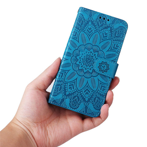 For Oppo Reno7 Z 5G / A96 5G / F21 Pro 5G / Reno7 Lite 5G / OnePlus Nord N20 5G PU Leather Phone Case Imprinted Sunflower Stand Magnetic Flip Wallet Cover with Strap