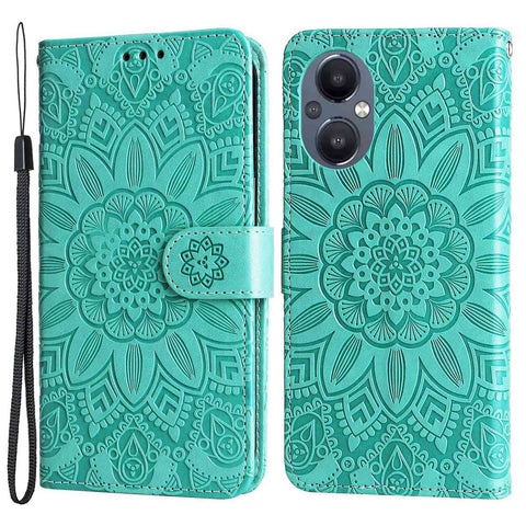 For Oppo Reno7 Z 5G / A96 5G / F21 Pro 5G / Reno7 Lite 5G / OnePlus Nord N20 5G PU Leather Phone Case Imprinted Sunflower Stand Magnetic Flip Wallet Cover with Strap