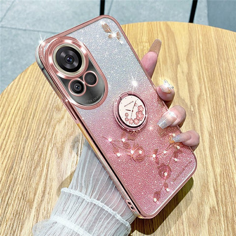 KADEM For Huawei nova 13 Case Ring Kickstand TPU Flowers Phone Cover Gradient Glitter
