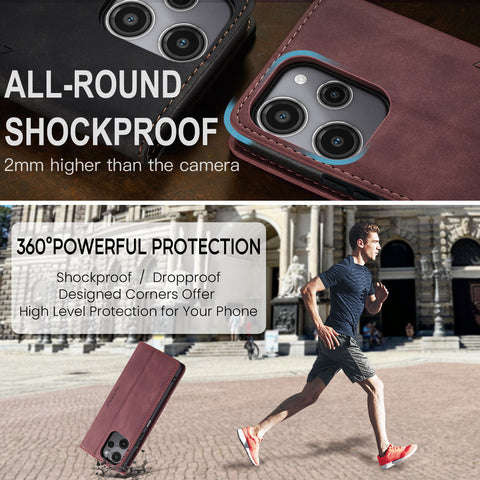 For Xiaomi Redmi Note 12R 5G / Xiaomi Poco M6 Pro 5G / Xiaomi Redmi 12 4G Case CASEME 013 Series Card Holder Stand Leather Phone Cover