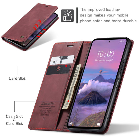 For Xiaomi Redmi Note 12R 5G / Xiaomi Poco M6 Pro 5G / Xiaomi Redmi 12 4G Case CASEME 013 Series Card Holder Stand Leather Phone Cover