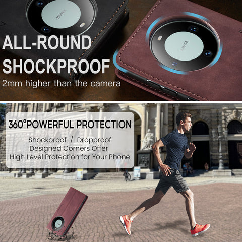 For Huawei Mate 60 Case CASEME 013 Series Card Holder Stand Leather Phone Cover