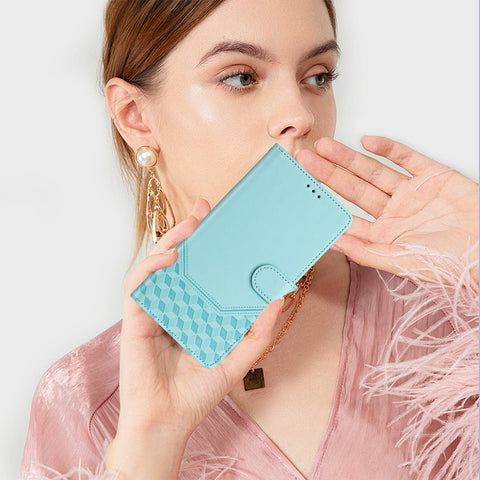 For OnePlus Nord 4 Case Imprinted Honeycomb RFID Blocking Leather Phone Cover with Strap