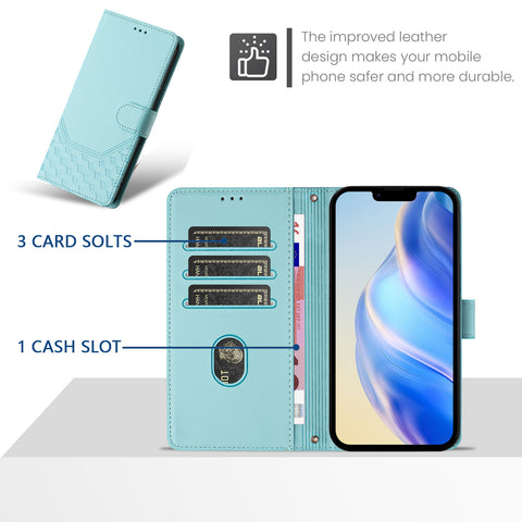 For OnePlus Nord 4 Case Imprinted Honeycomb RFID Blocking Leather Phone Cover with Strap