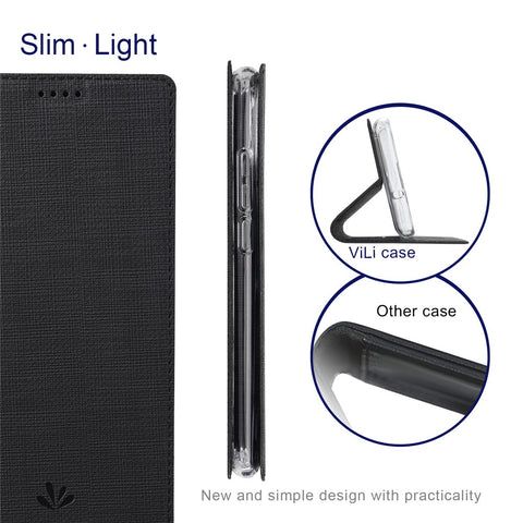 VILI DMX Series Drop-proof Phone Case for Motorola Edge (2022) 5G, PU Leather Magnetic Closure Flip Cover Stand with Card Holder