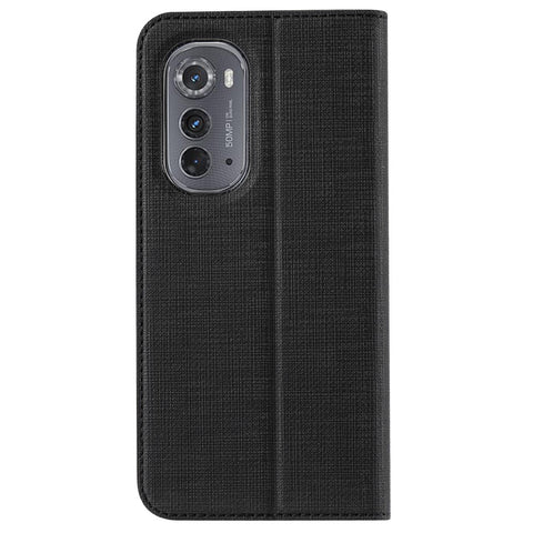 VILI DMX Series Drop-proof Phone Case for Motorola Edge (2022) 5G, PU Leather Magnetic Closure Flip Cover Stand with Card Holder