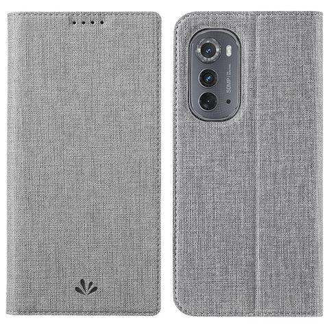 VILI DMX Series Drop-proof Phone Case for Motorola Edge (2022) 5G, PU Leather Magnetic Closure Flip Cover Stand with Card Holder