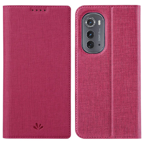 VILI DMX Series Drop-proof Phone Case for Motorola Edge (2022) 5G, PU Leather Magnetic Closure Flip Cover Stand with Card Holder