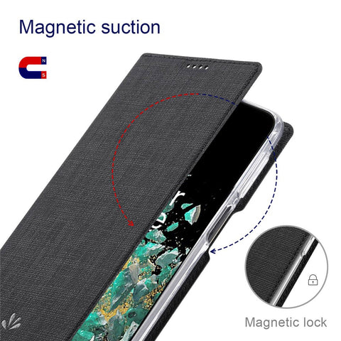 VILI DMX Series for OnePlus 10T 5G / Ace Pro 5G Card Slot Folio Flip Cover Magnetic Auto-absorbed PU Leather Stand Case