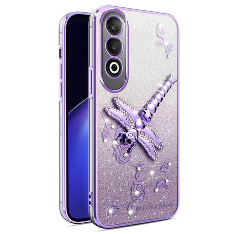 KADEM For OnePlus Nord CE4 5G Case Dragonfly Kickstand TPU Flowers Glitter Phone Cover