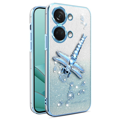 KADEM For OnePlus Ace 2V / Nord 3 5G Case Dragonfly Kickstand TPU Flowers Glitter Phone Cover