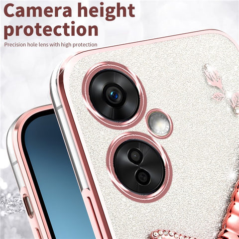 KADEM Case For Xiaomi Redmi 13C 5G / 13R 5G / Poco M6 5G Dragonfly Kickstand TPU Flowers Glitter Phone Cover