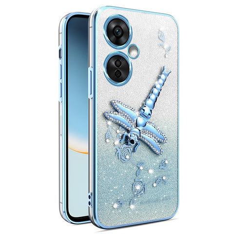 KADEM Case For Xiaomi Redmi 13C 5G / 13R 5G / Poco M6 5G Dragonfly Kickstand TPU Flowers Glitter Phone Cover