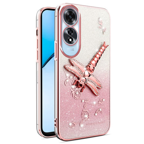 KADEM For Oppo A60 4G Case Dragonfly Kickstand TPU Flowers Glitter Phone Cover
