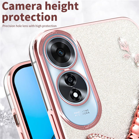 KADEM For Oppo A60 4G Case Dragonfly Kickstand TPU Flowers Glitter Phone Cover