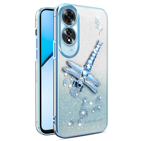 KADEM For Oppo A60 4G Case Dragonfly Kickstand TPU Flowers Glitter Phone Cover