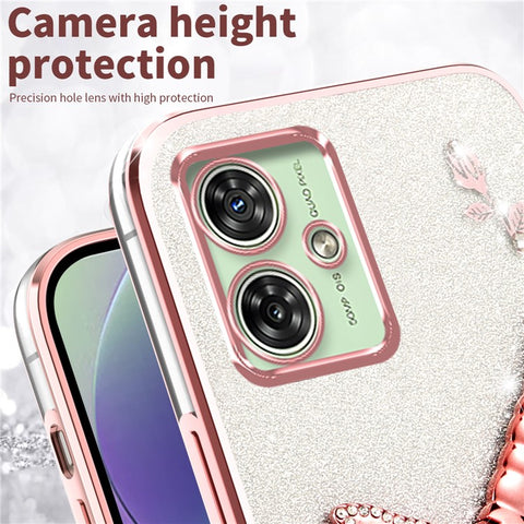 KADEM For Motorola Moto G64 5G / G54 5G Case Dragonfly Kickstand TPU Flowers Glitter Phone Cover