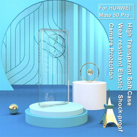 IMAK UX-5 Series for Huawei Mate 50 Pro 4G Transparent Flexible TPU Phone Case Shockproof Cell Phone Protective Cover