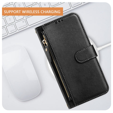 For Oppo Reno 9A Case Zipper Pocket Multiple Card Slots Leather Phone Cover