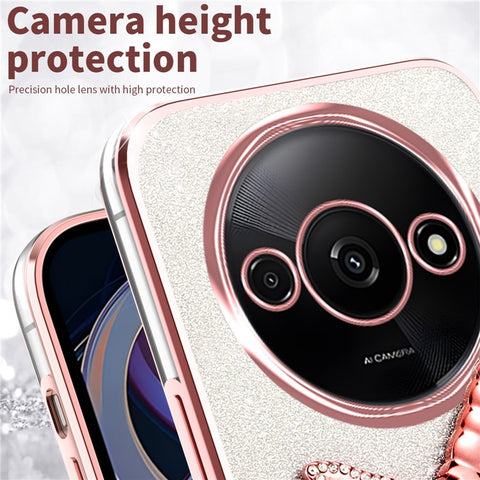 KADEM Case For Xiaomi Redmi A3 4G / A3x 4G / Poco C61 4G Dragonfly Kickstand TPU Flowers Glitter Phone Cover