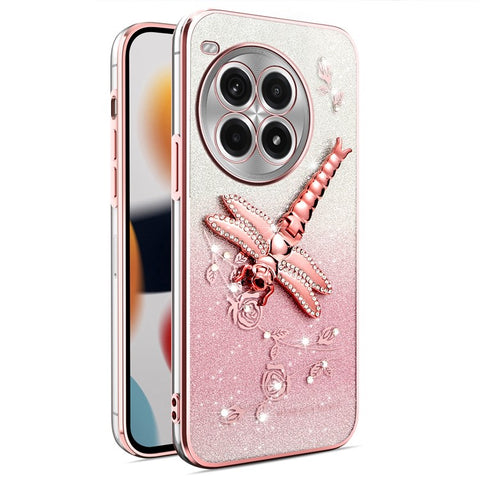 KADEM For OnePlus Ace 3 Pro 5G Case Dragonfly Kickstand TPU Flowers Glitter Phone Cover