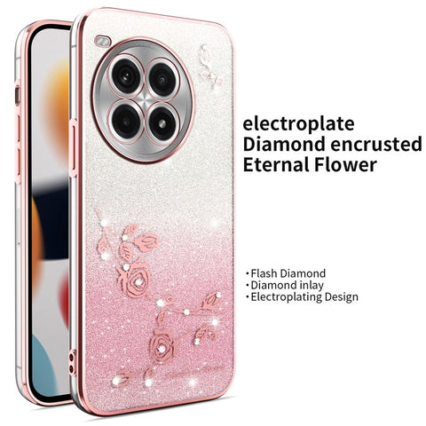 KADEM For OnePlus Ace 3 Pro 5G Case Dragonfly Kickstand TPU Flowers Glitter Phone Cover