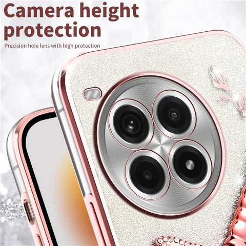 KADEM For OnePlus Ace 3 Pro 5G Case Dragonfly Kickstand TPU Flowers Glitter Phone Cover