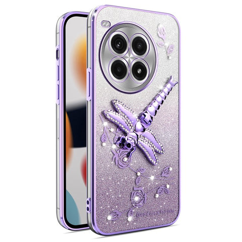 KADEM For OnePlus Ace 3 Pro 5G Case Dragonfly Kickstand TPU Flowers Glitter Phone Cover