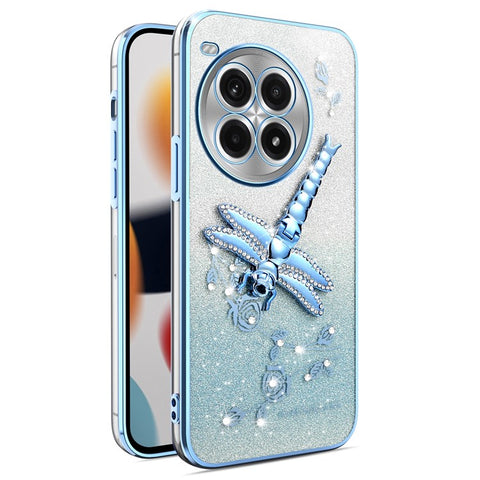 KADEM For OnePlus Ace 3 Pro 5G Case Dragonfly Kickstand TPU Flowers Glitter Phone Cover