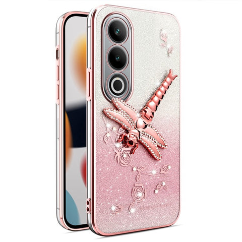 KADEM For OnePlus Ace 3V 5G Case Dragonfly Kickstand TPU Flowers Glitter Phone Cover