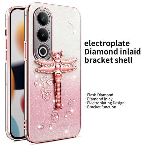 KADEM For OnePlus Ace 3V 5G Case Dragonfly Kickstand TPU Flowers Glitter Phone Cover