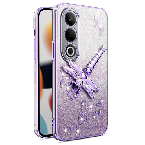 KADEM For OnePlus Ace 3V 5G Case Dragonfly Kickstand TPU Flowers Glitter Phone Cover