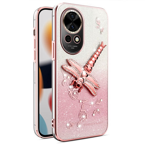 KADEM For Huawei nova 13 Case Dragonfly Kickstand TPU Flowers Glitter Phone Cover