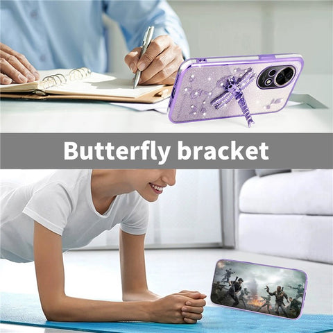 KADEM For Huawei nova 13 Case Dragonfly Kickstand TPU Flowers Glitter Phone Cover