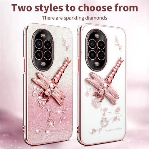 KADEM For Huawei nova 13 Pro 5G Case Dragonfly Kickstand TPU Flowers Glitter Phone Cover
