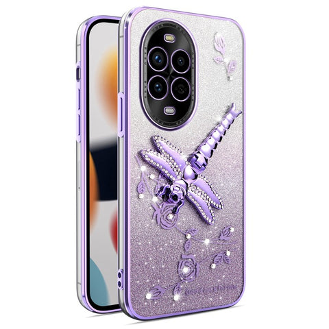 KADEM For Huawei nova 13 Pro 5G Case Dragonfly Kickstand TPU Flowers Glitter Phone Cover